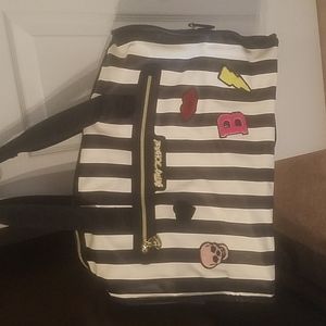 Betsey Johnson stripe overnight bag